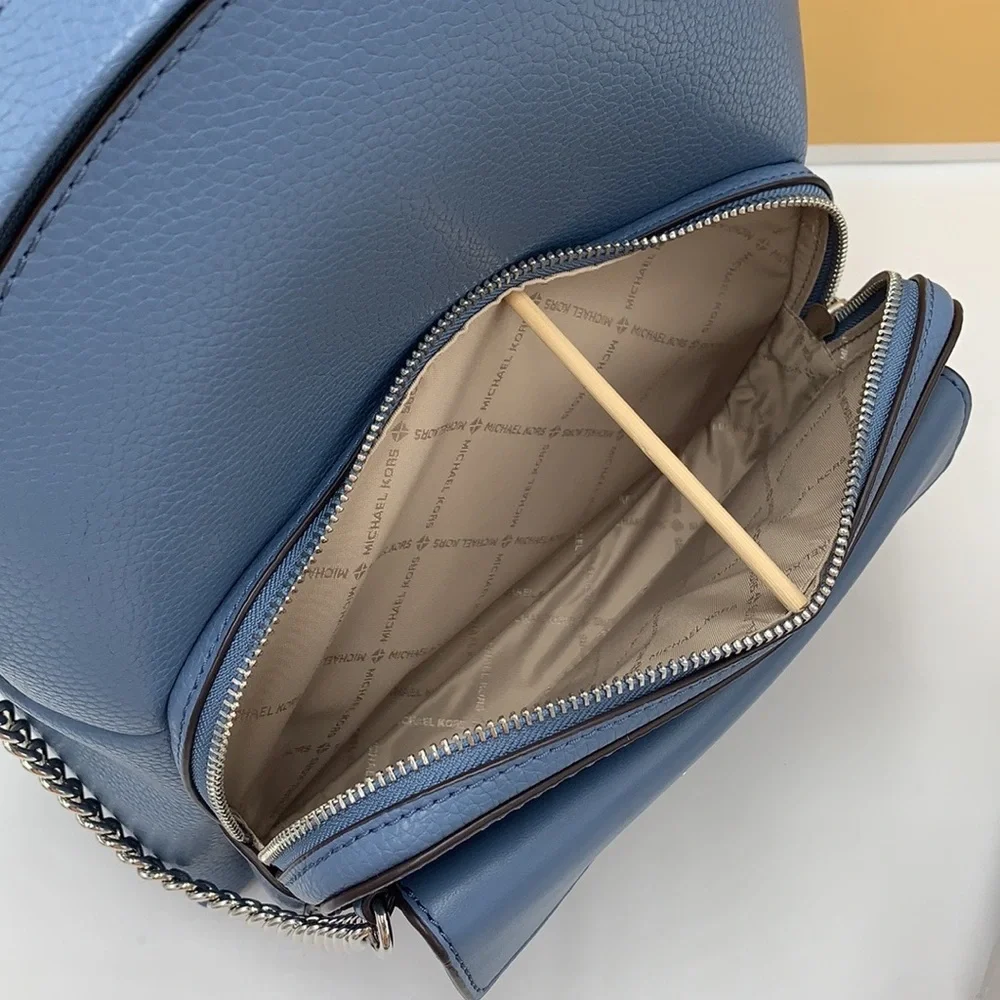 MICHAEL KORS  Maisie Medium Pebbled Leather 2-in-1 Backpack Denim  NWT - Picture 12 of 16